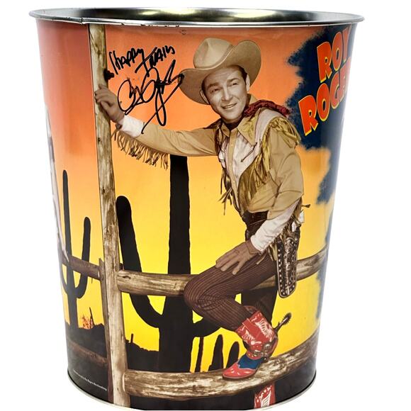 Roy Rogers Dale Evans 'King of the Cowboys' Collectible Metal Wastebasket - Picture 3 of 7